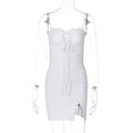 Women Clothing Winter Sexy Lace Lace up Slim Fit Sling Dress