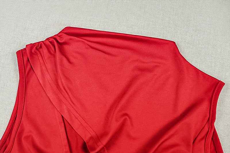 Solid Color Asymmetric  Pleated Dress