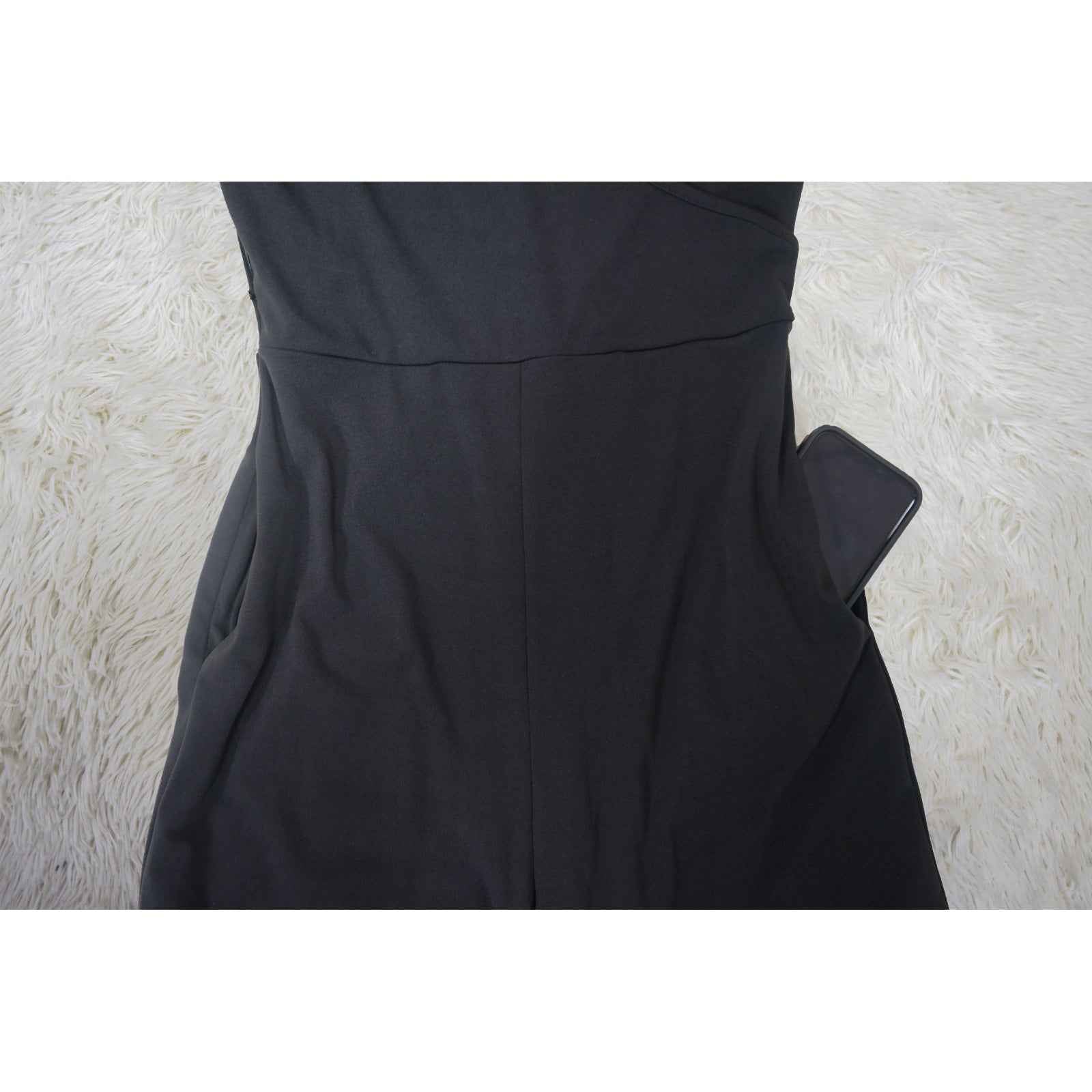 Women Solid Color Sleeveless V neck Wide Leg Jumpsuit