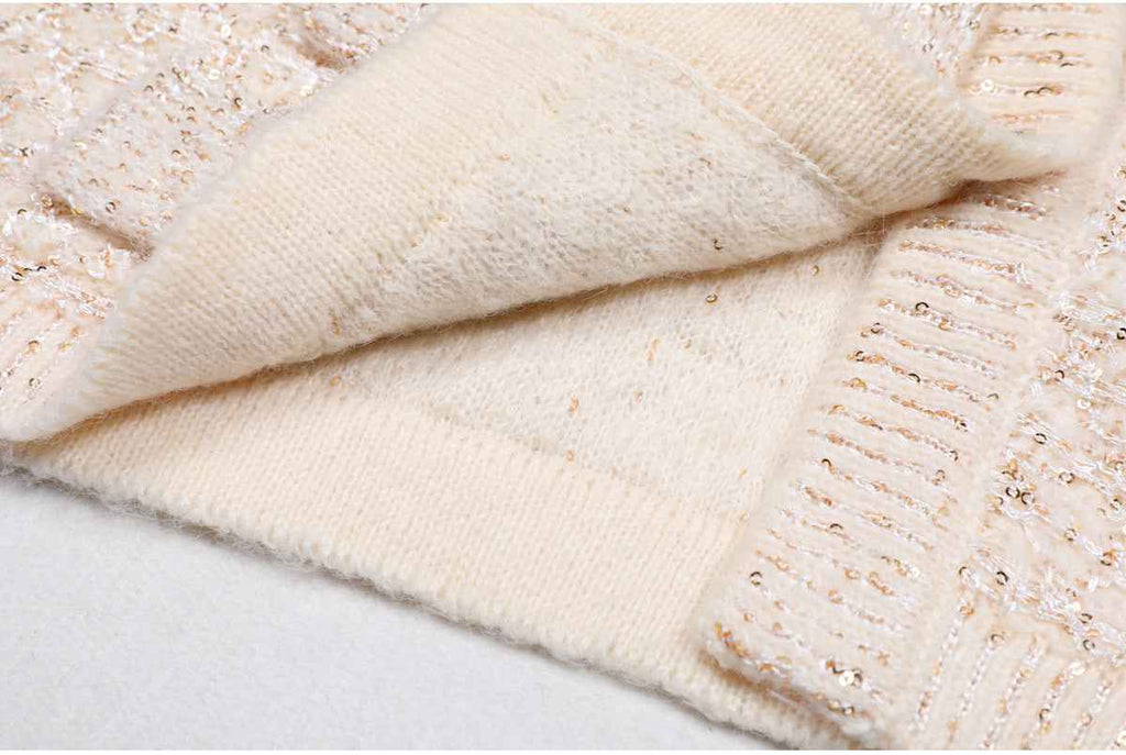 High Quality Sequined Knit Long Sleeve Cardigan Sweater