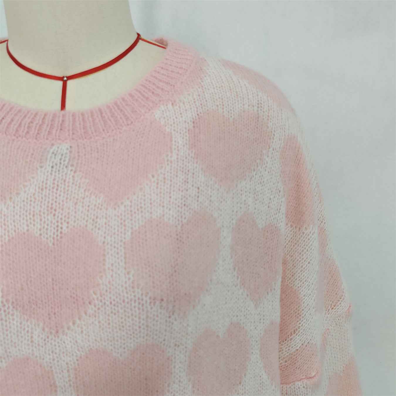 Valentine's Day Sweater Cute Love Jacquard Color Contrast