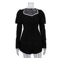 Women's Puff Sleeve Square Collar Cardigan Set Two Piece Bottoms Set MUNSIEUR
