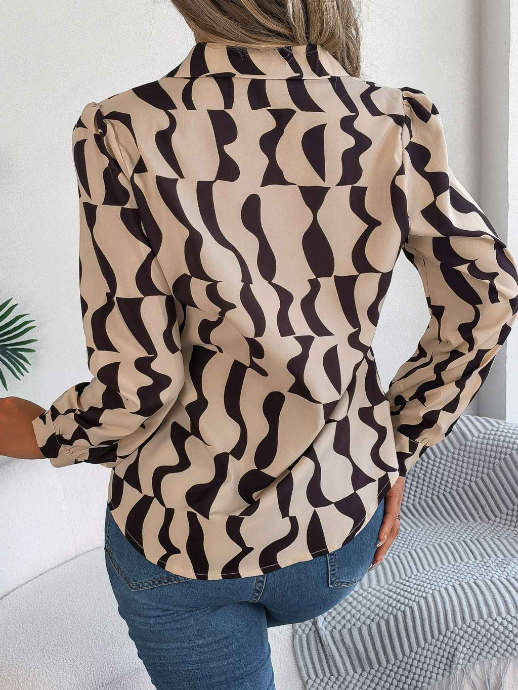Elegant Contrast Color Striped Blouse