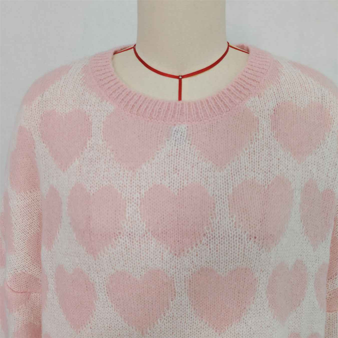 Valentine's Day Sweater Cute Love Jacquard Color Contrast
