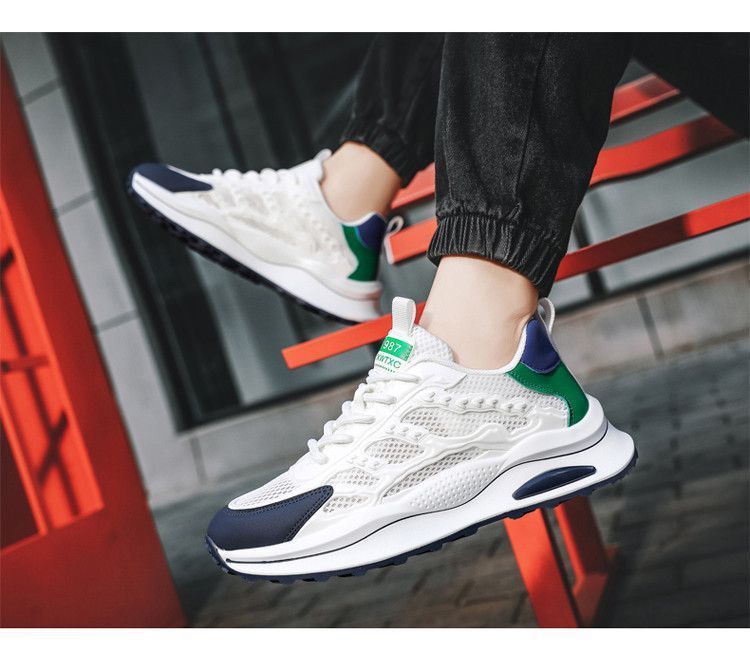 Mesh Men's Shoes Summer 2024 New Soft-Soled Breathable Shoes Versatile White Shoes Men's Casual Sports Shoes Trend