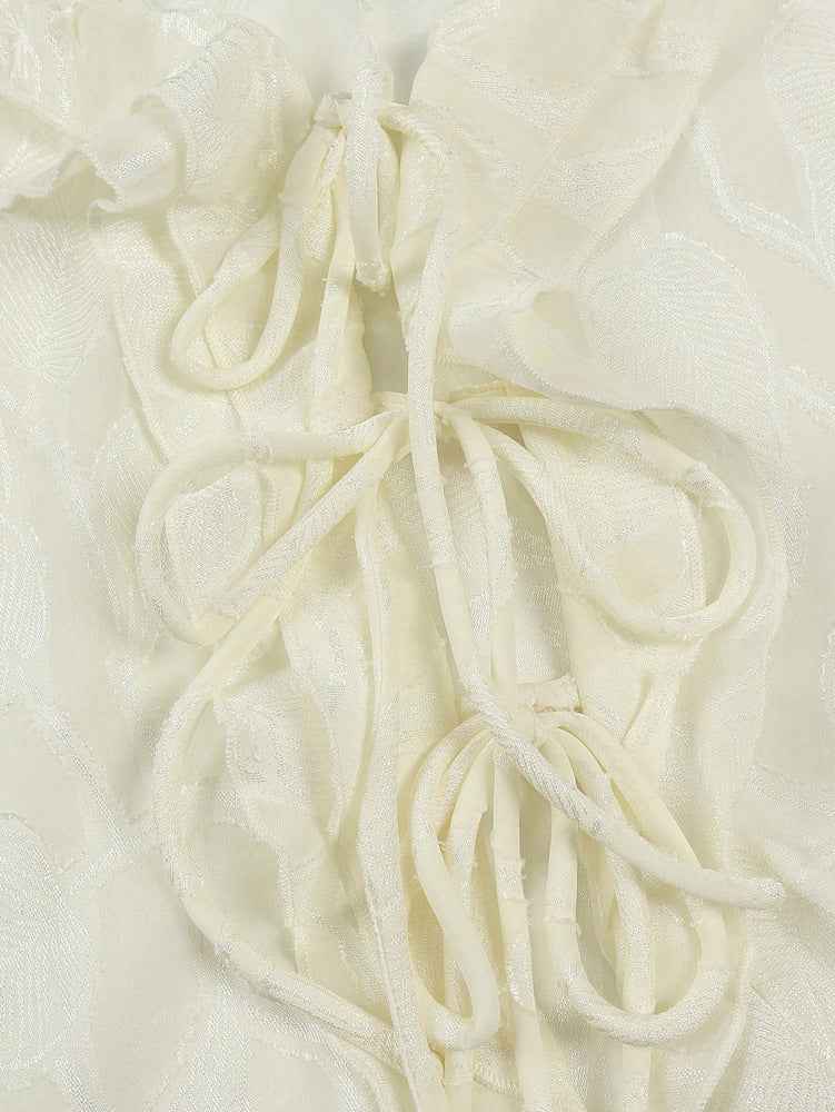 French Ruffled Cardigan Blouse