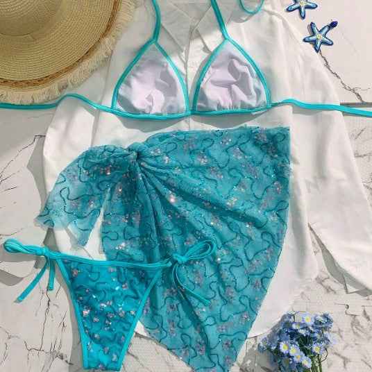 Halter Holiday Beach Three Piece Bikini Swimsuit