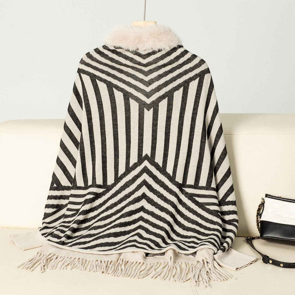 Striped Tassel Knitted Sweater for Women