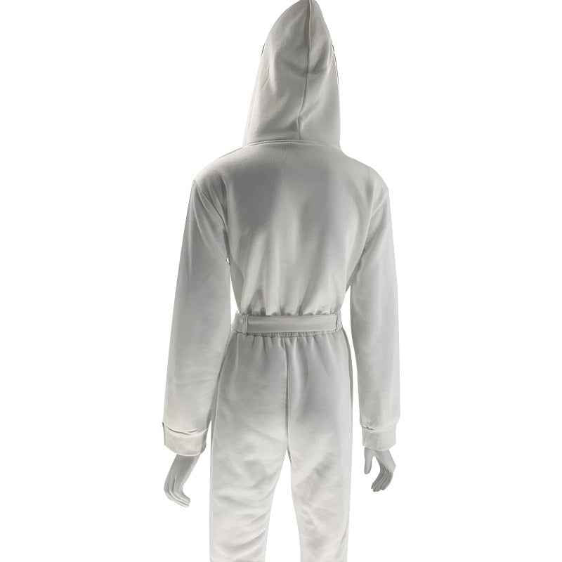 Half Open Collar Urban Casual Women's Jumpsuit