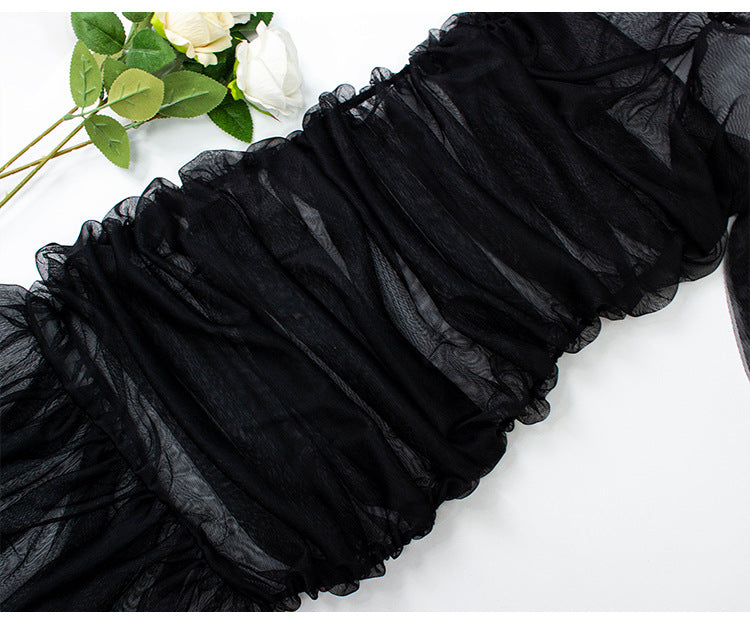 Mesh Elegant Slim Fit Pleated Dress Lingerie