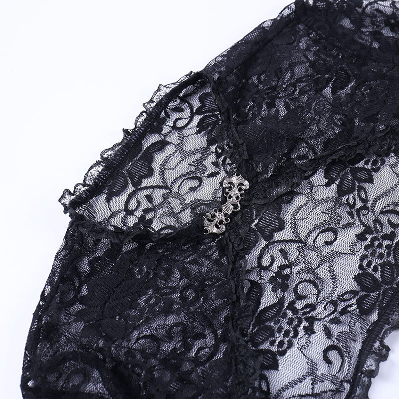 Gothic Classic Lace Flare Sleeve Blouse Y2K Rave