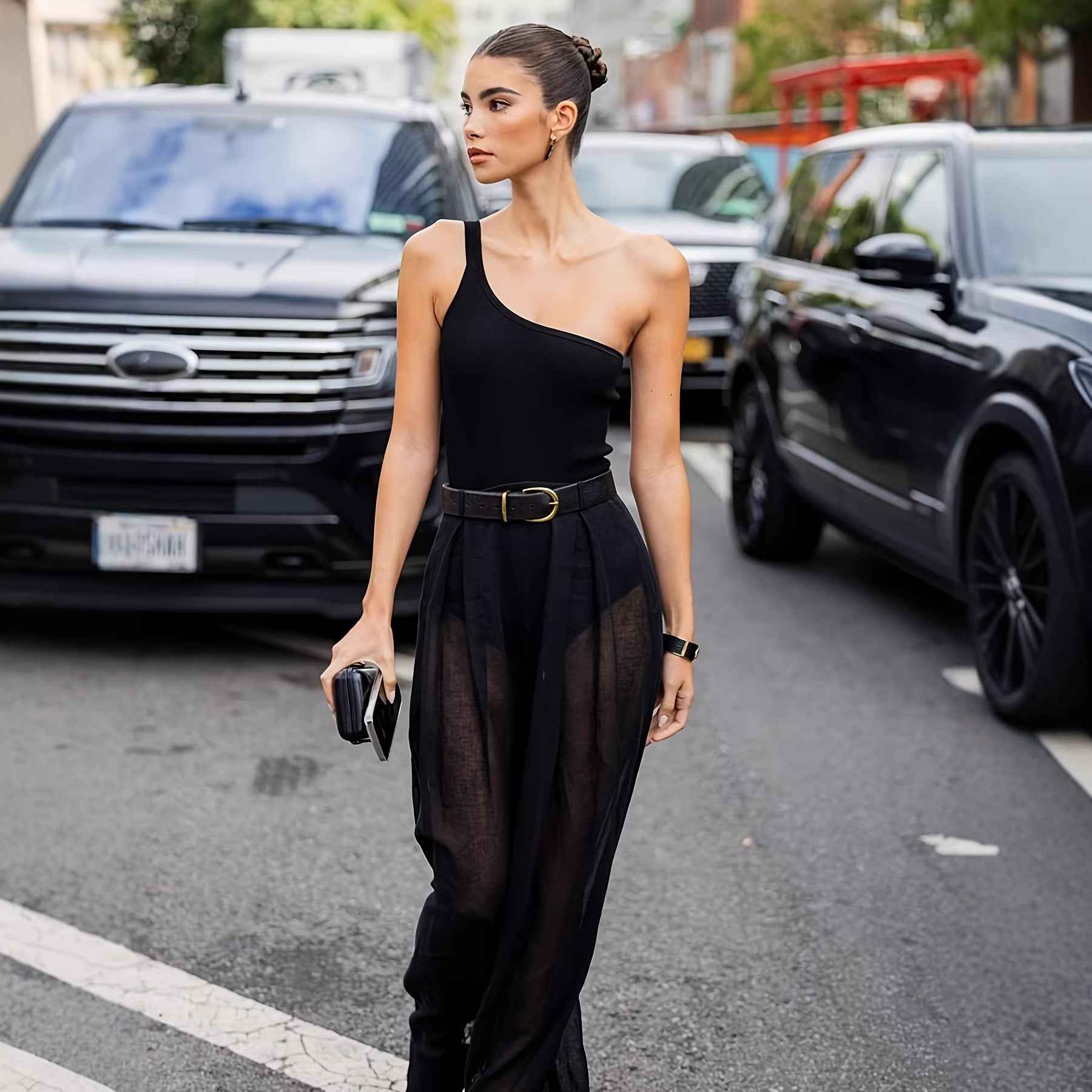 Sexy Irregular Asymmetric Shoulder Design Jumpsuit