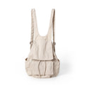 Bag women lightweight nylon backpack purse, pleated multi-pocket large capacity backpack, beige backpack lightweight