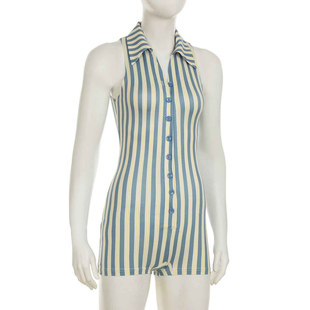 Sleeveless Romper Striped Contrast Color Street Hip