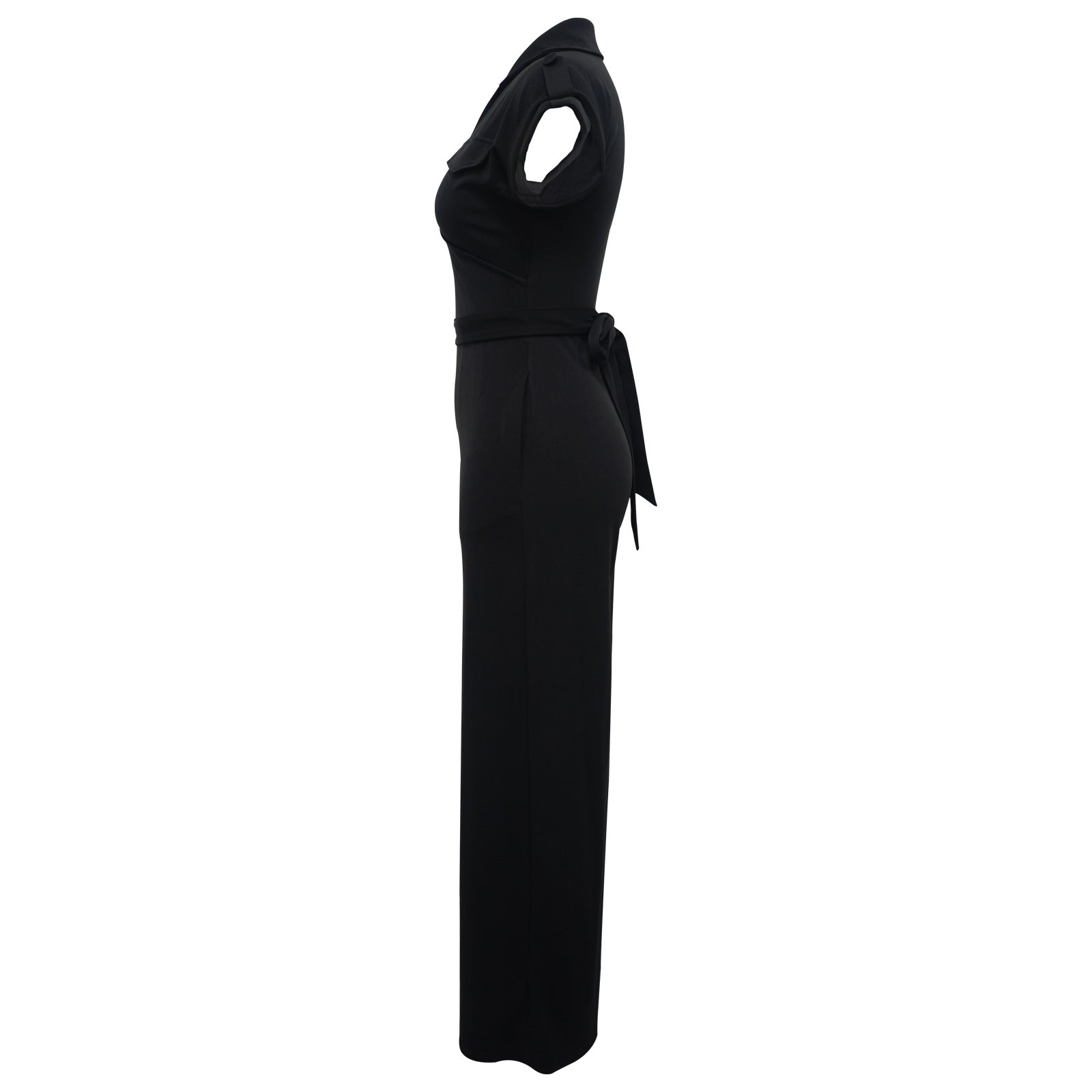 Women Solid Color Sleeveless V neck Wide Leg Jumpsuit