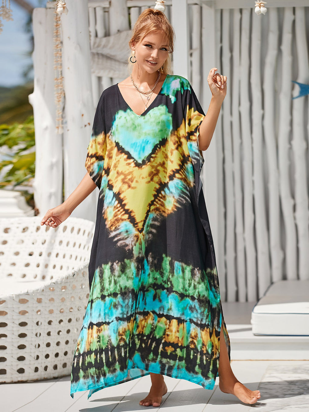 Printed Blouse Holiday Casual Beach Bikini Cover