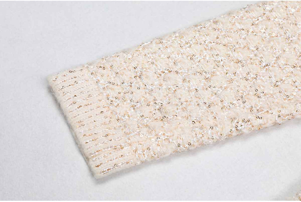 High Quality Sequined Knit Long Sleeve Cardigan Sweater