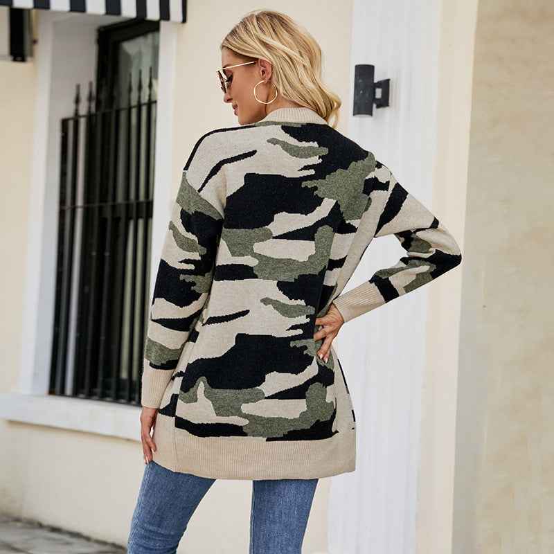 Camouflage Sweater Cardigan
