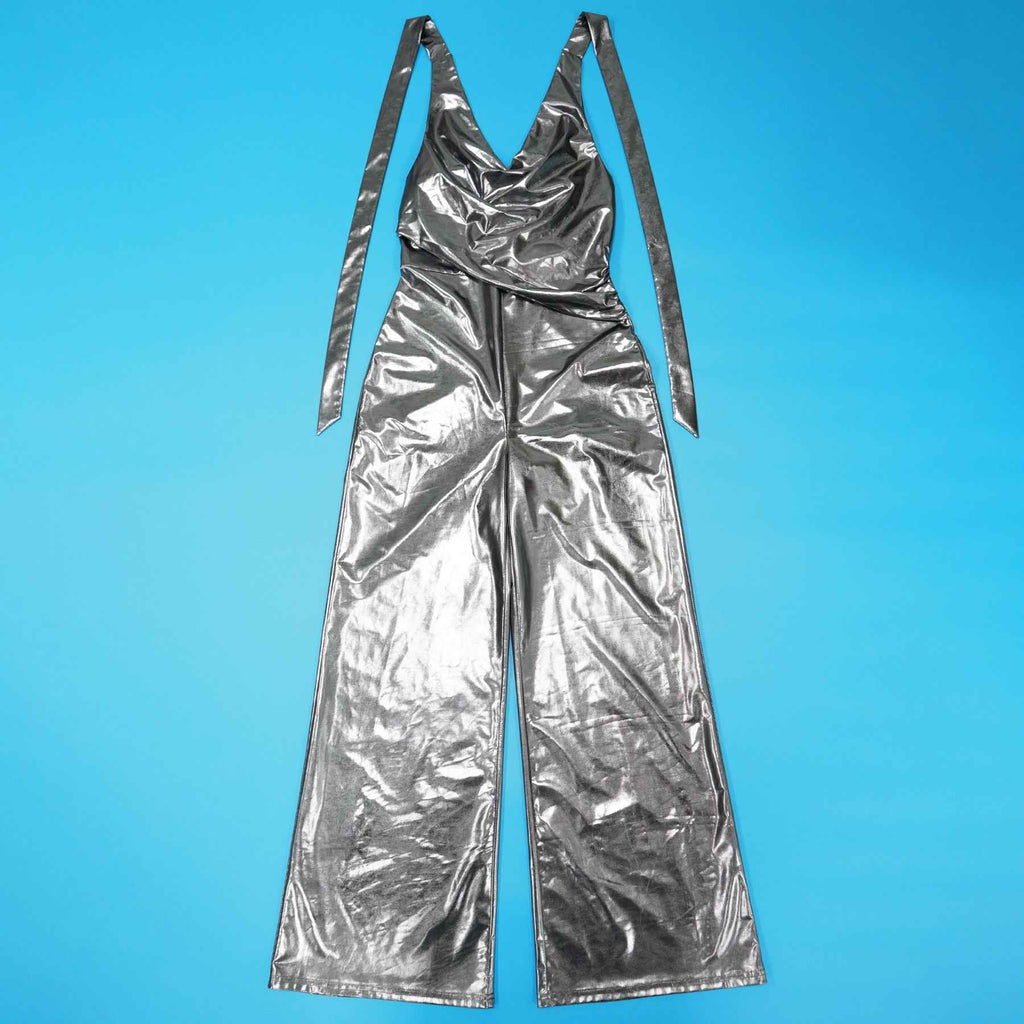 Swing Collar Halter Backless Jumpsuit Women