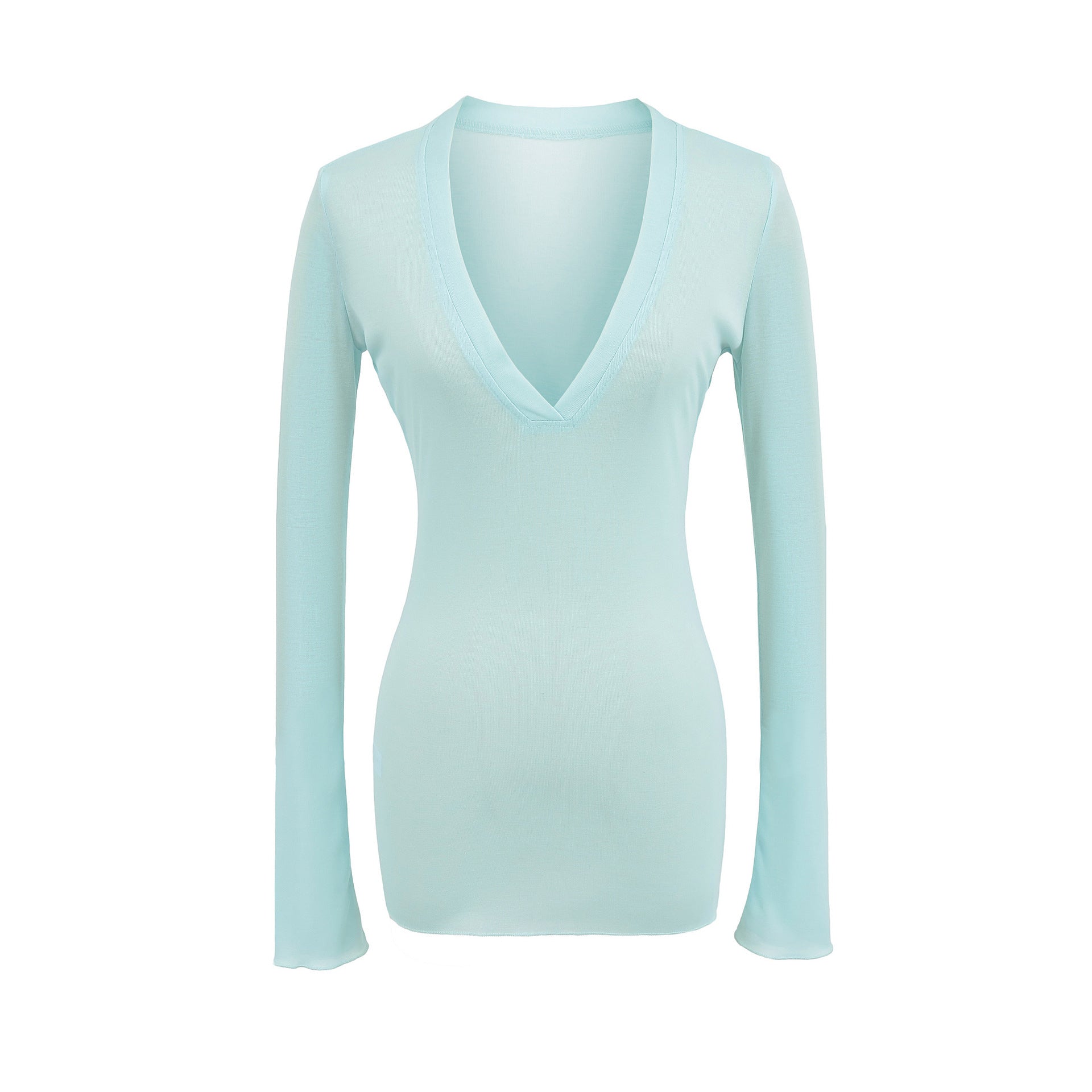 Deep V Neck Sheer T-Shirt