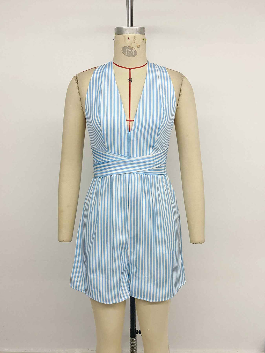 Jumpsuit Striped Cross Backless