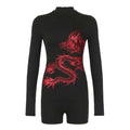 Dragon Print Romper Turtleneck