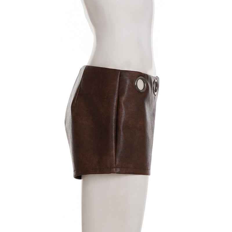 Retro Leather High Waist Bottoms