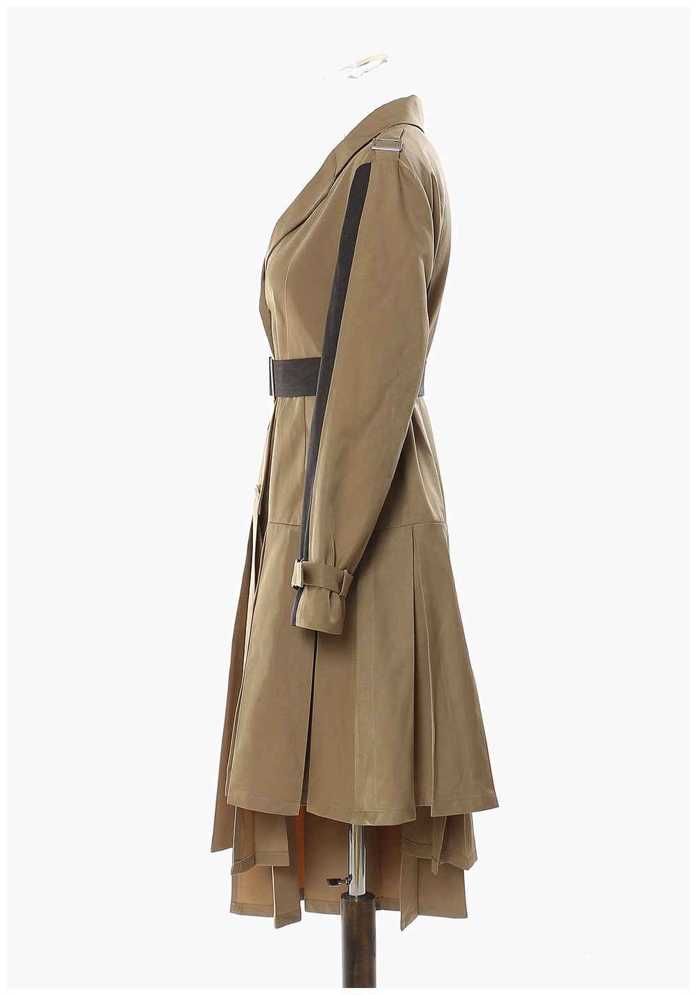 Irregular Asymmetric Contrast Color Mid Length Jacket Women's Trench MUNSIEUR