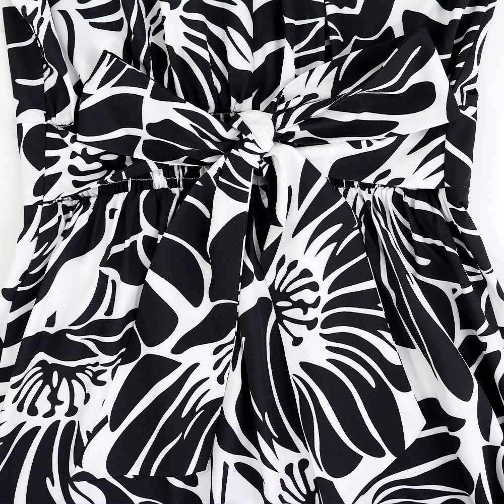 Sleeveless Elegant Maxi Dress Printed High Slit