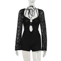 Autumn Elegant Sexy Slim Lace Long Sleeved Romper for Women