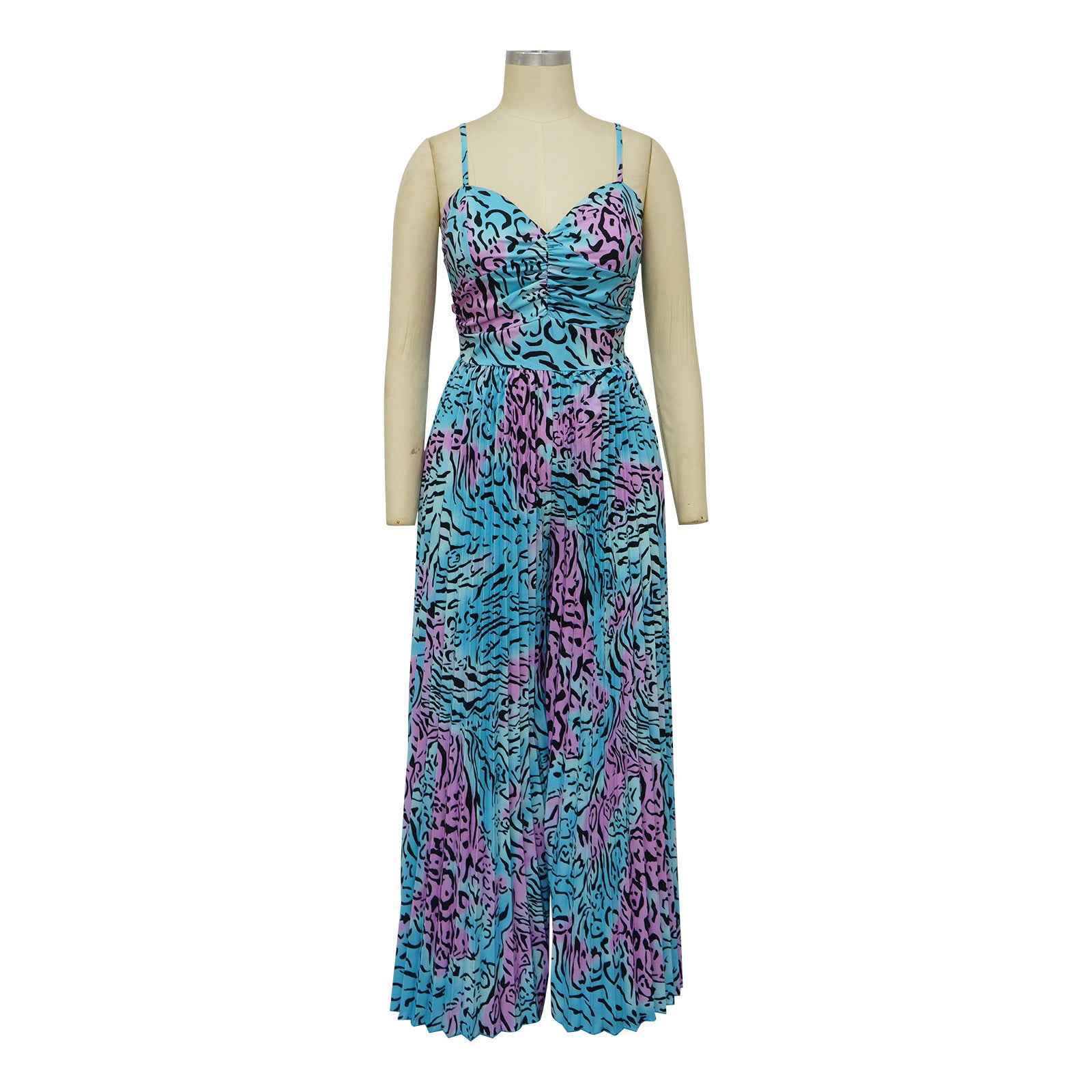 Floral Print Sling Pleated Jumpsuit
