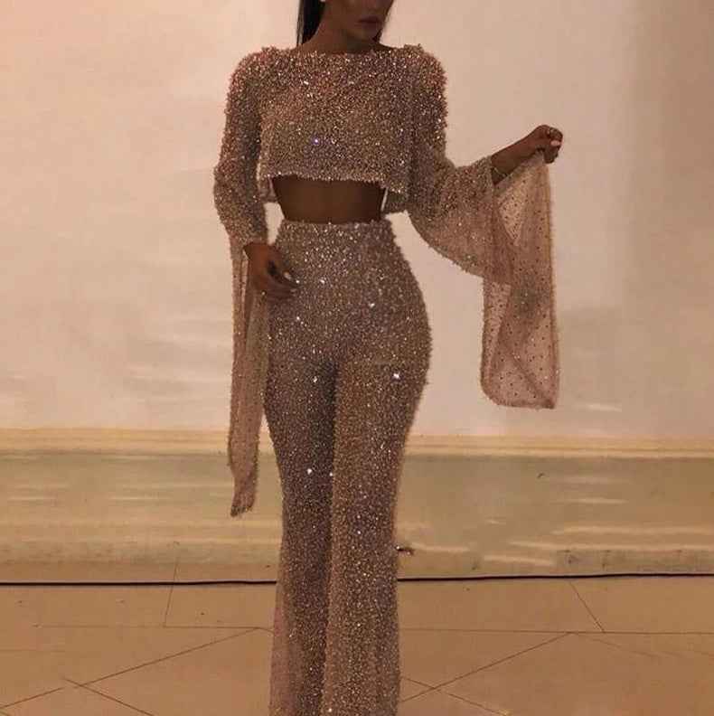 Long Sleeved Backless Jumpsuit Cropped