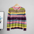 Striped Long Sleeved Loose Knitted Cardigan Sweater