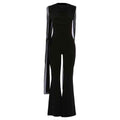 Elegant round Collar Gauze Ribbon Jumpsuit