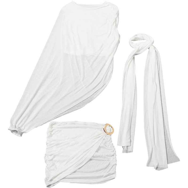 Slim Fit Hip Wrapped Skirt Set