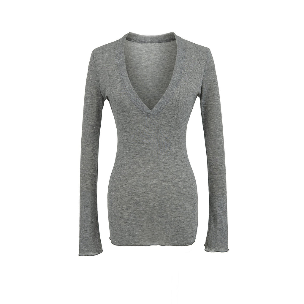 Deep V Neck Sheer T-Shirt