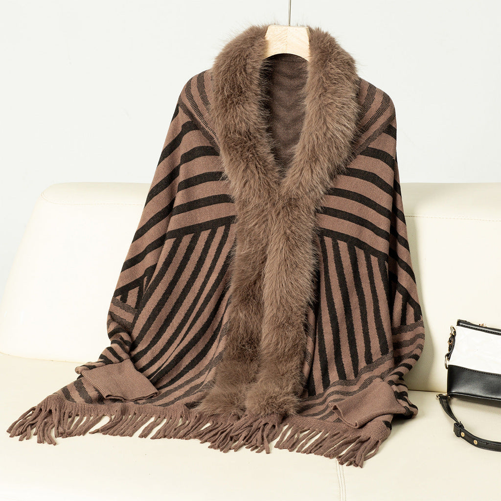 Striped Tassel Knitted Sweater for Women