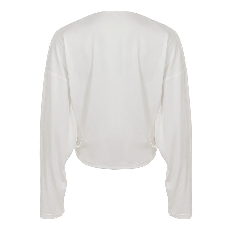 Batwing Sleeve Loose Casual Blouse Solid Color