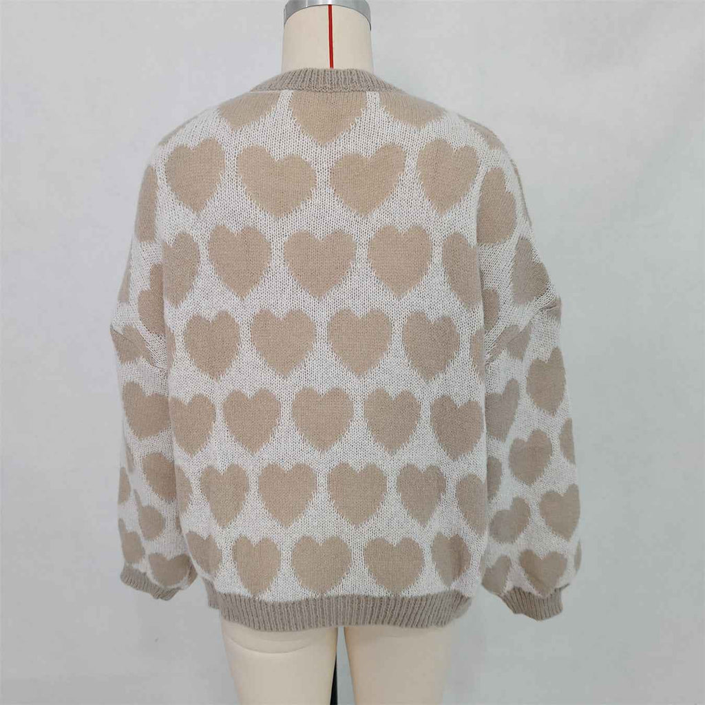 Valentine's Day Sweater Cute Love Jacquard Color Contrast