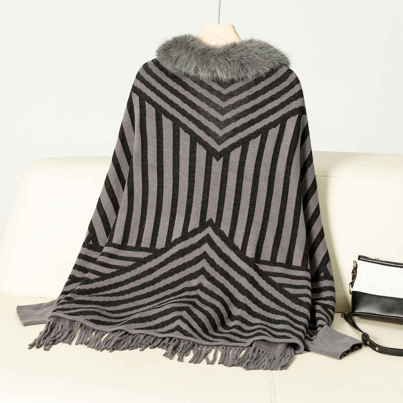 Striped Tassel Knitted Sweater for Women