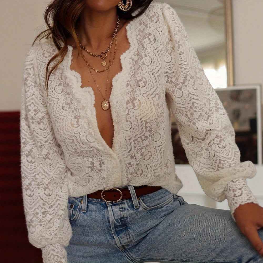 Elegant Sleeve Solid Color Blouse