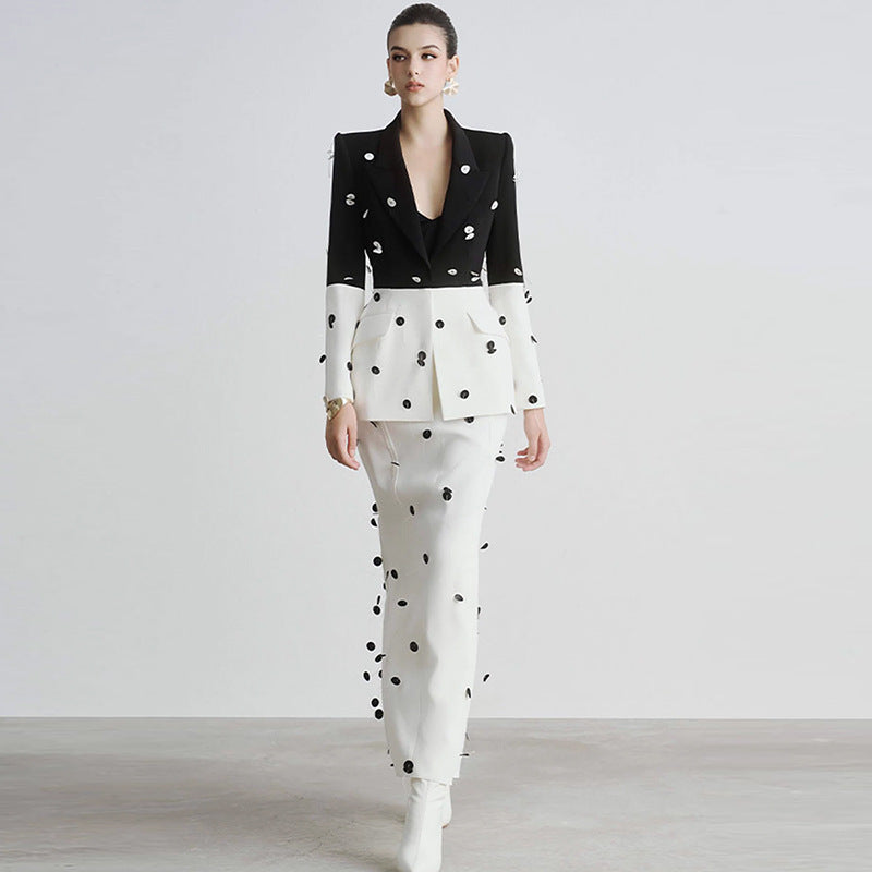 Women's Luxury Sequins Jacket + Skirt Set