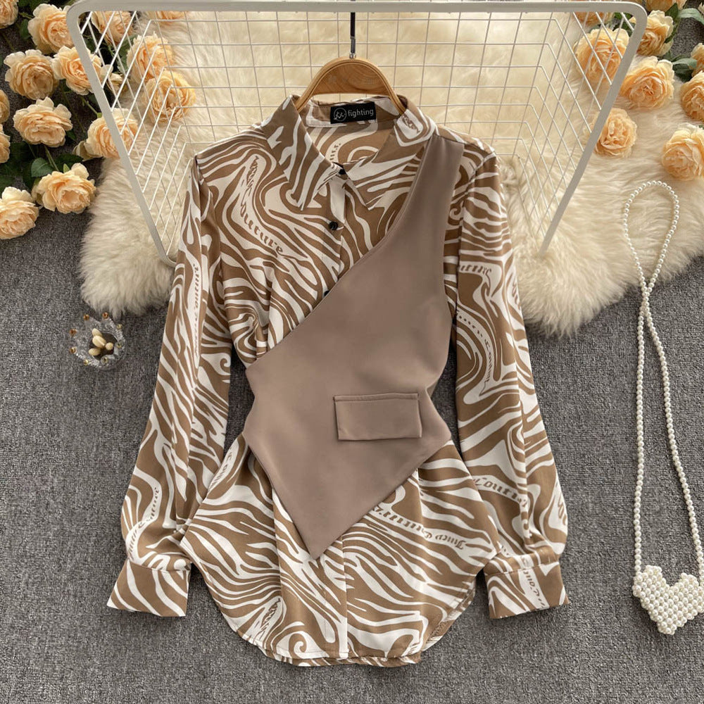 Long Sleeve Top Loose Striped Blouse