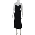 Sequin Stitching Tube Top Cinched Waist Sexy Light Luxury Cocktail Evening Dress Fishtail Sheath Cami Dress