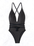 Sexy Deep V Plunge Swimsuit Strap Backless Siamese Bikini Women Swimsuit