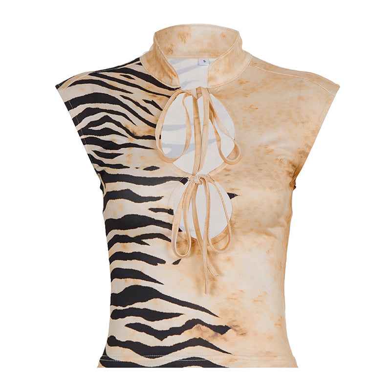 Animal Print Contrast Color T-shirt
