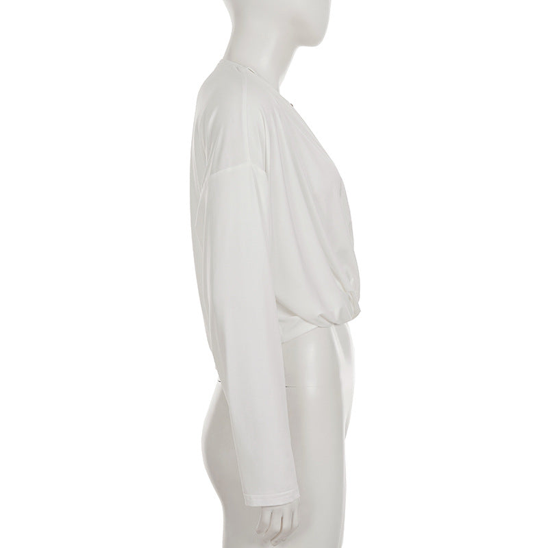 Batwing Sleeve Loose Casual Blouse Solid Color