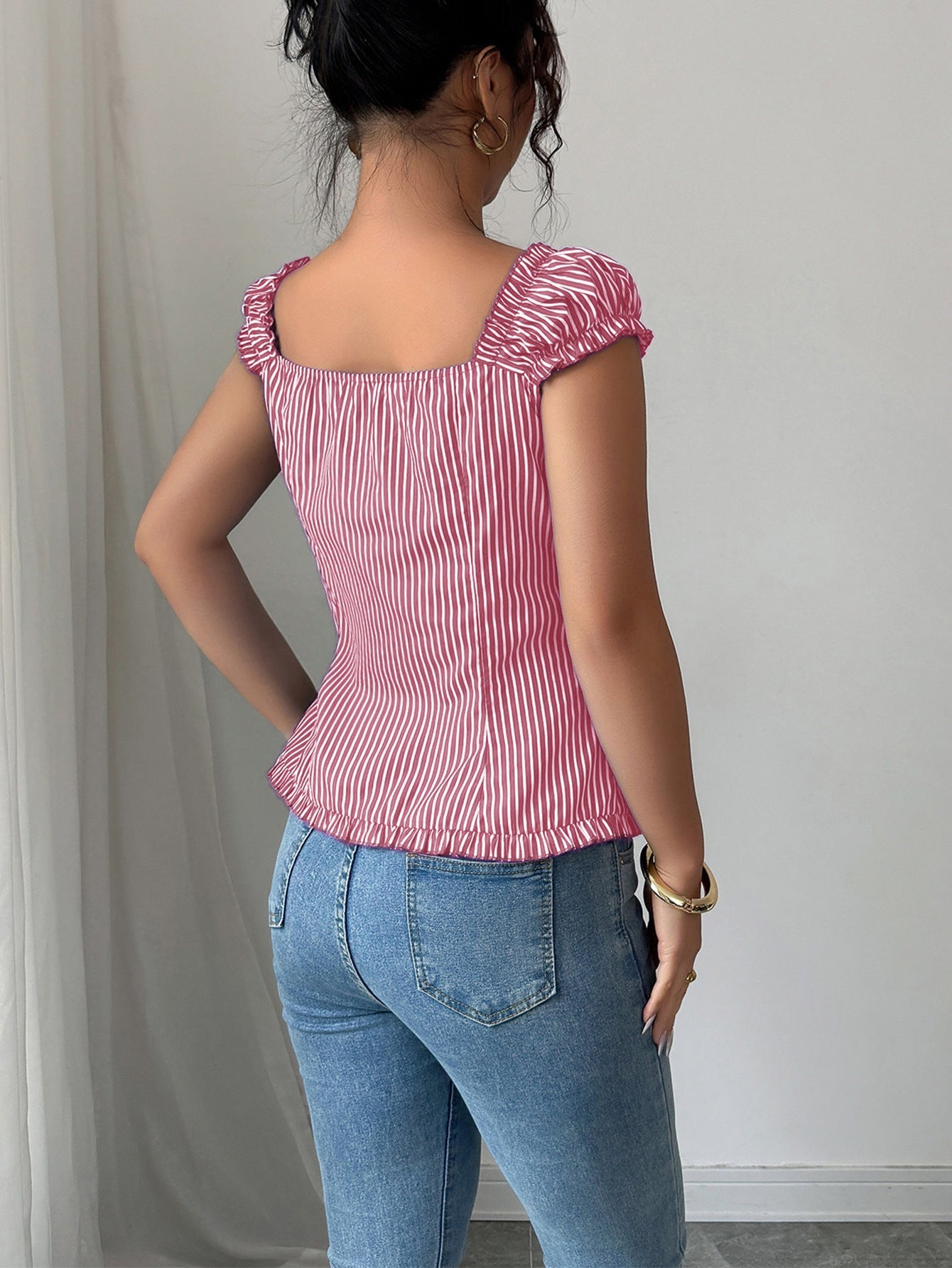 Elegant Striped Cardigan Blouse