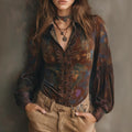 Slim Fit Retro Long Sleeved Blouse