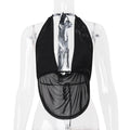 Women Clothing Spring Sexy Swing Collar Halter Cut out Bare Back Sexy Vest Top Women